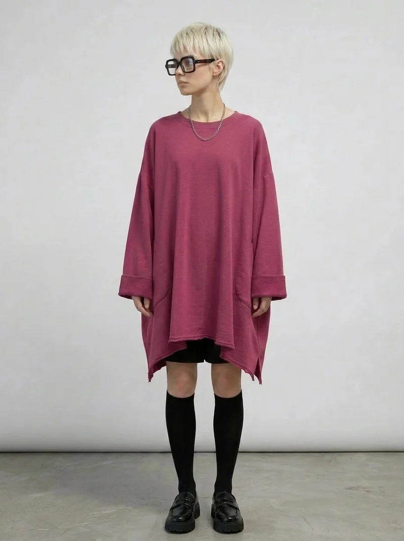 Oversized Asymmetrical Sweatshirt — Dusty Rose