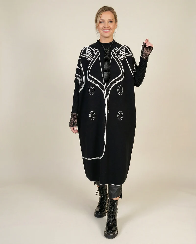 Miss Office Clown Knitted Pullover Dress