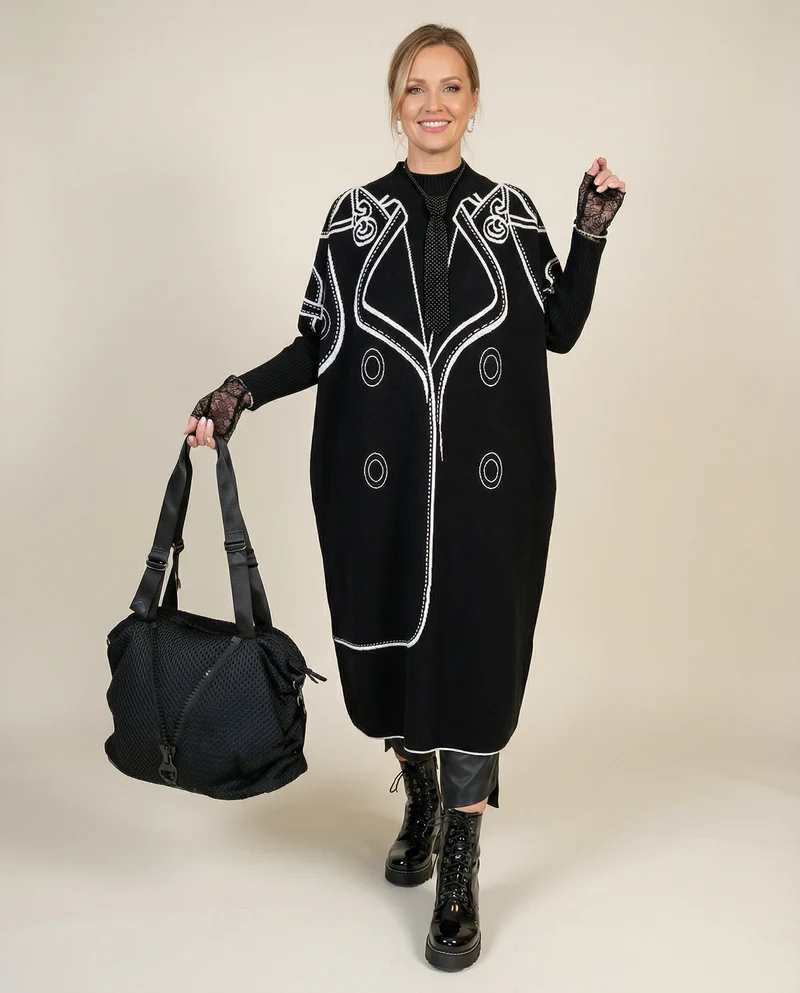 Miss Office Clown Knitted Pullover Dress