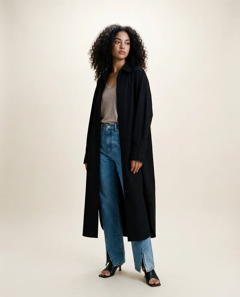 Jazz Up Oversized Fit Maxi Basic Shirt Blouse