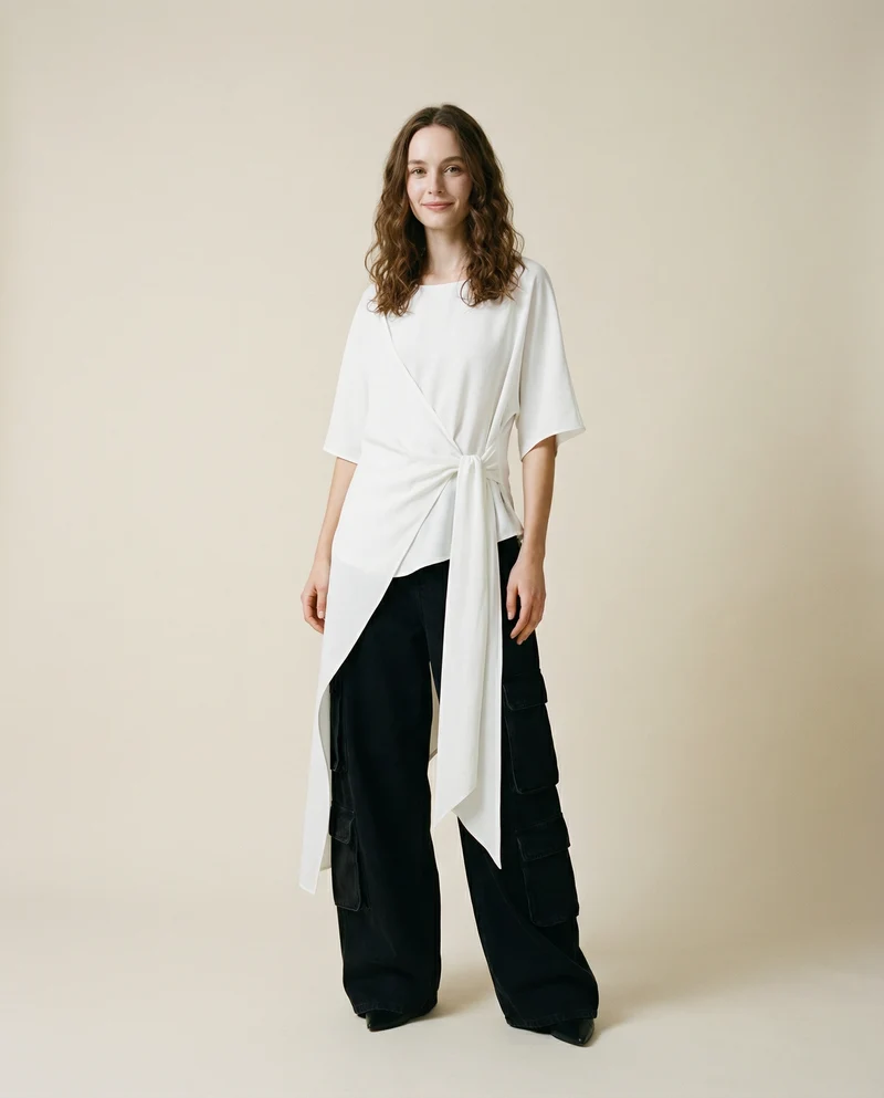 Casual Punk Irregular Design Maxi White Shirt