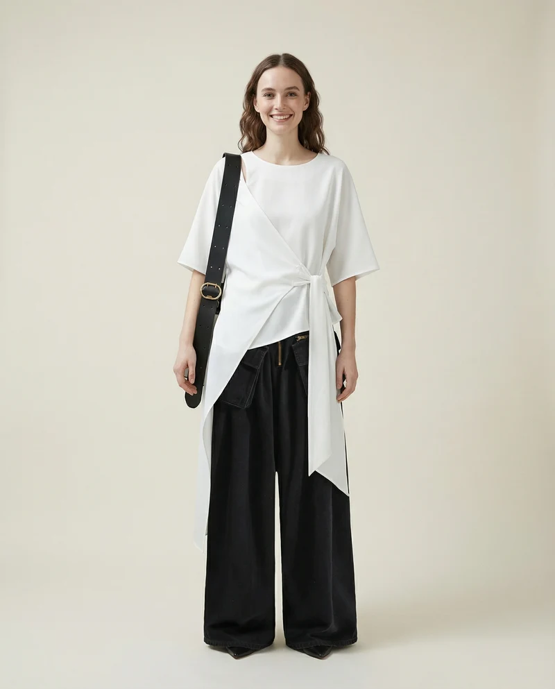 Casual Punk Irregular Design Maxi White Shirt