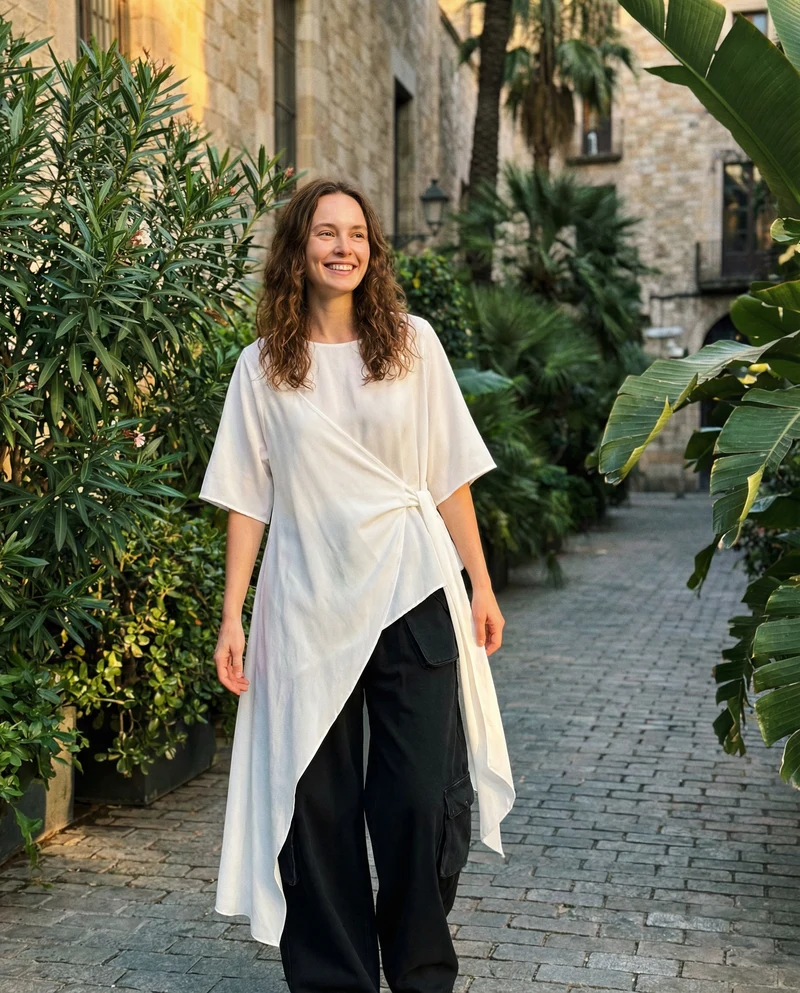 Casual Punk Irregular Design Maxi White Shirt