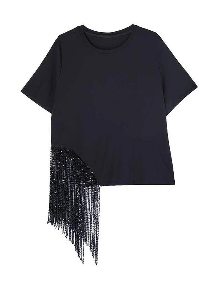 Minimalist Gothic Fringe T-Shirt – Casual Edge Statement Top