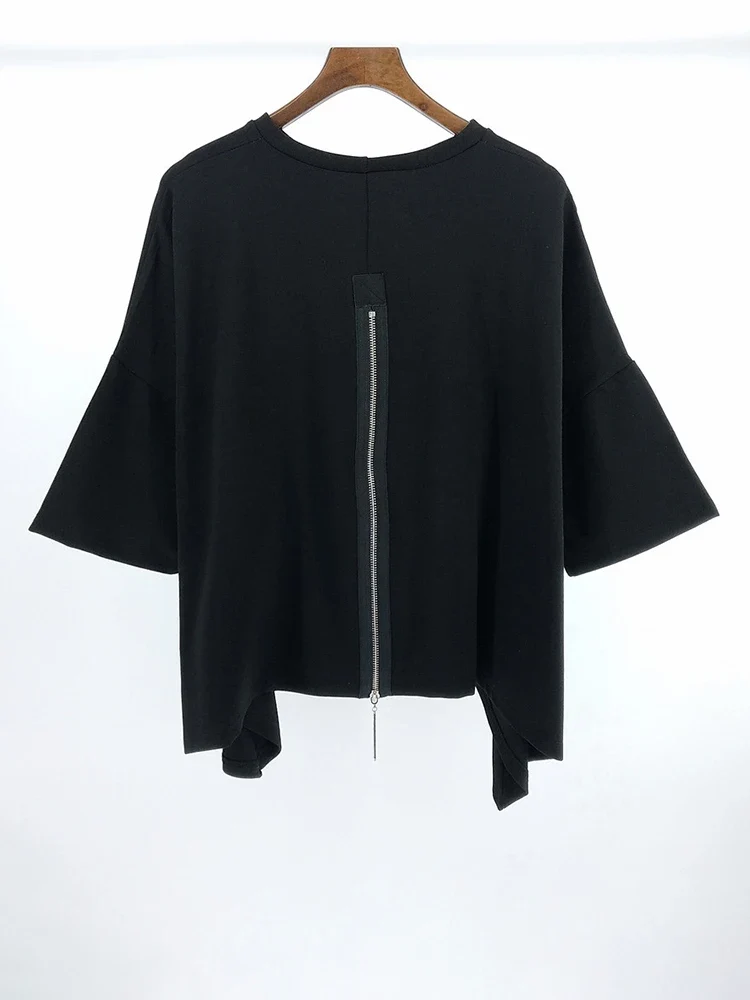 Industrial Exposed-Zip Boxy Tee - Void Black