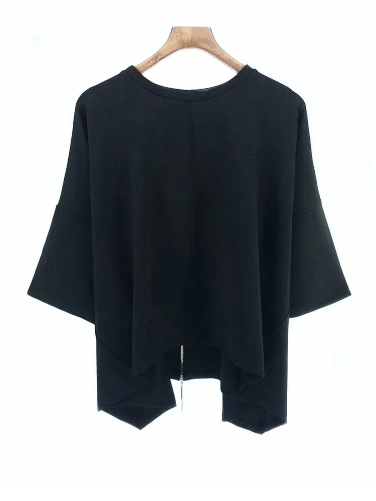 Industrial Exposed-Zip Boxy Tee - Void Black
