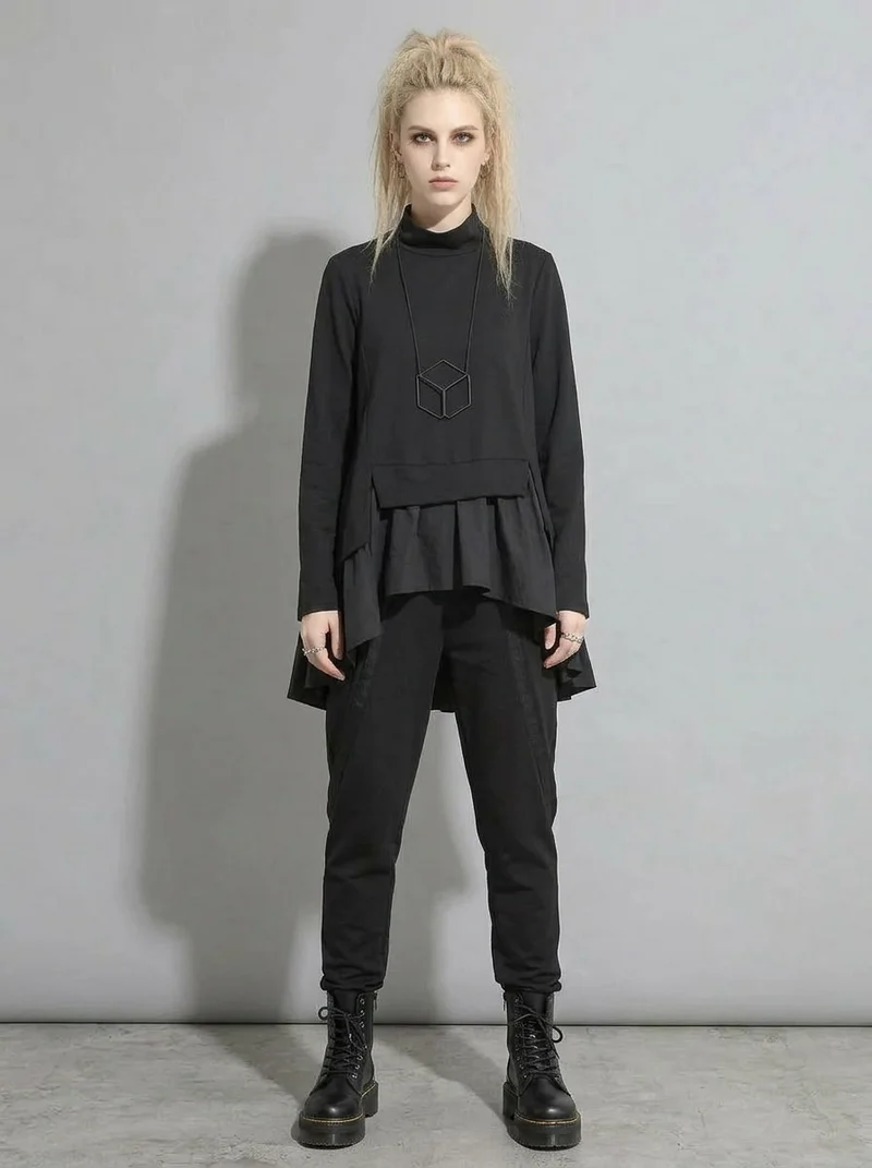 Re-launch Paneled Kinetic Harem Trousers - Obsidian Black