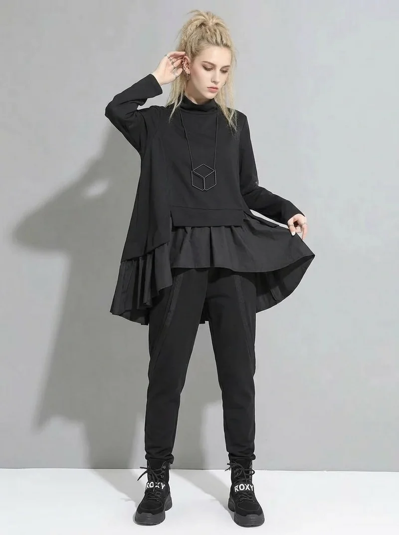 Re-launch Paneled Kinetic Harem Trousers - Obsidian Black