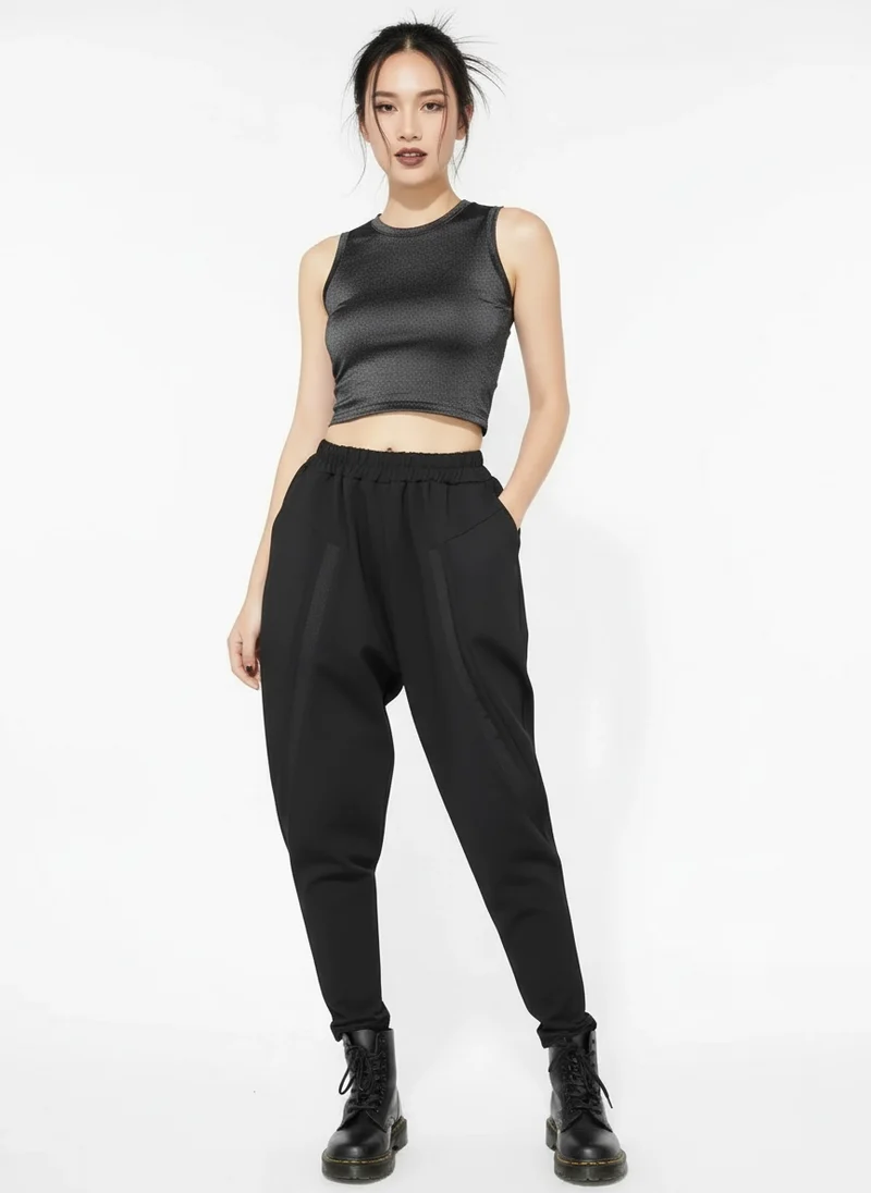 Re-launch Paneled Kinetic Harem Trousers - Obsidian Black