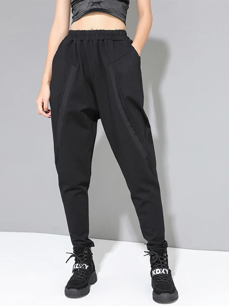 Re-launch Paneled Kinetic Harem Trousers - Obsidian Black