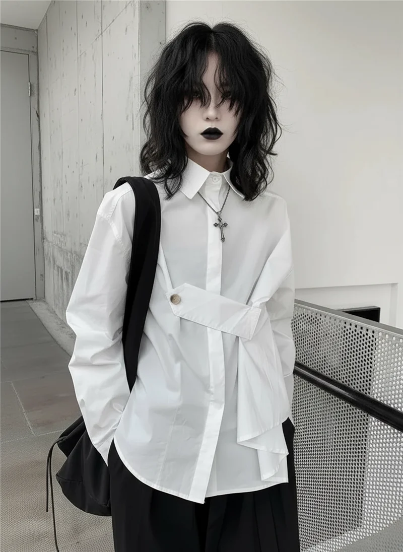 Architectural Asymmetric Wrap Blouse - Stark White
