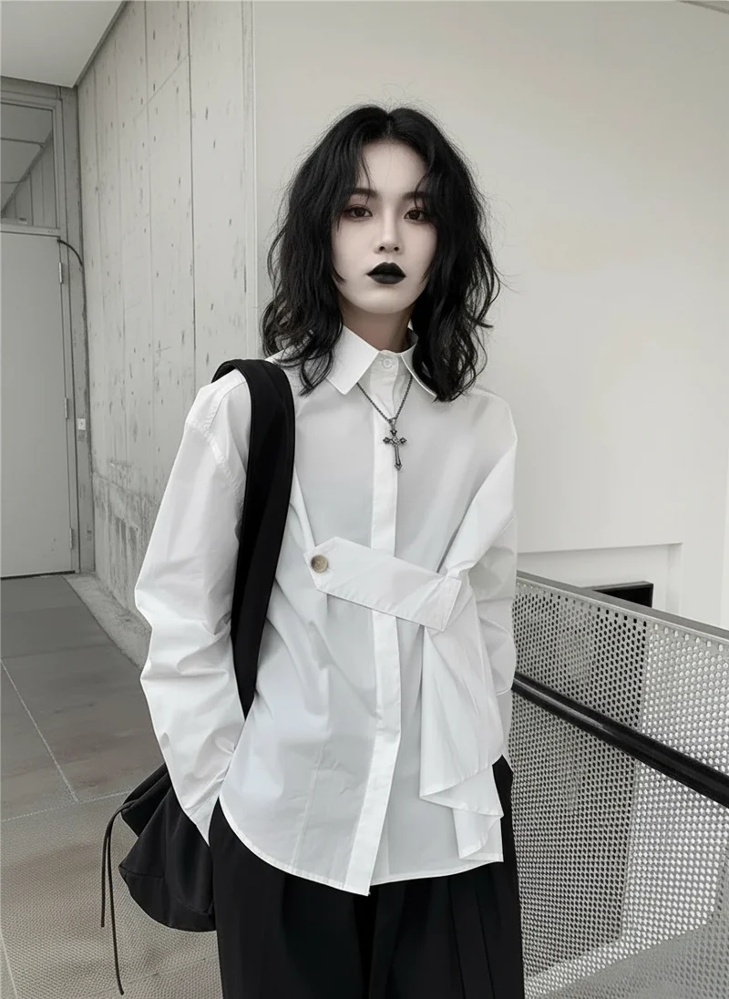 Architectural Asymmetric Wrap Blouse - Stark White