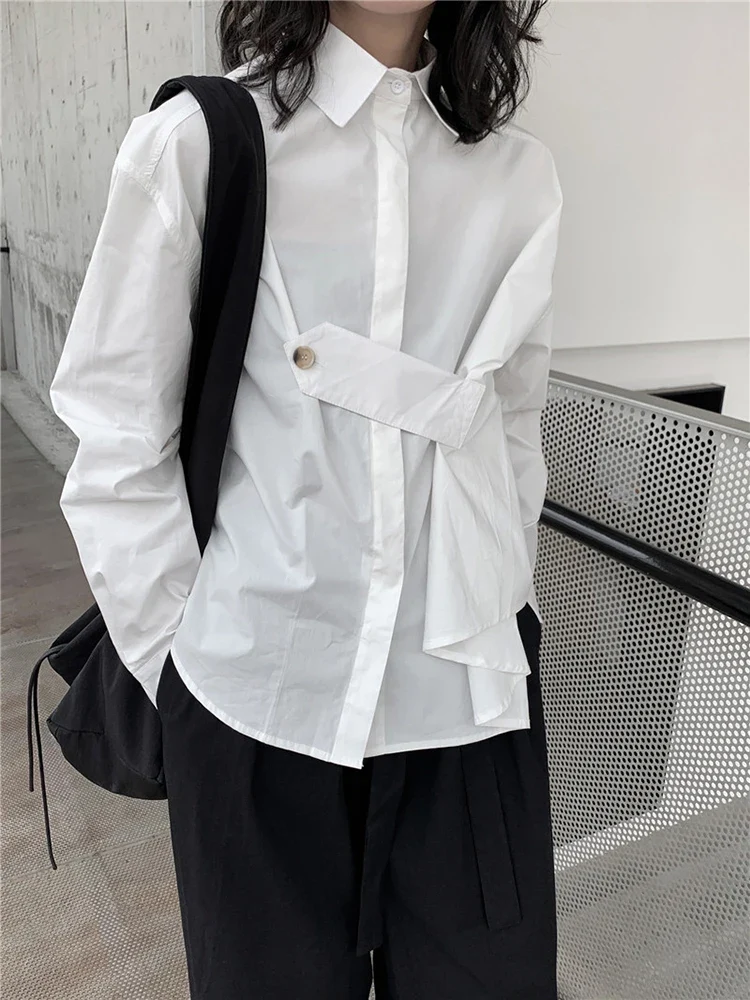Architectural Asymmetric Wrap Blouse - Stark White