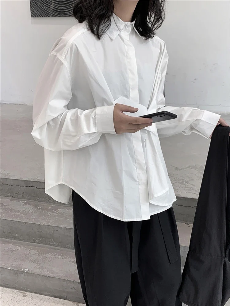 Architectural Asymmetric Wrap Blouse - Stark White