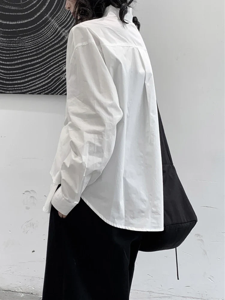 Architectural Asymmetric Wrap Blouse - Stark White