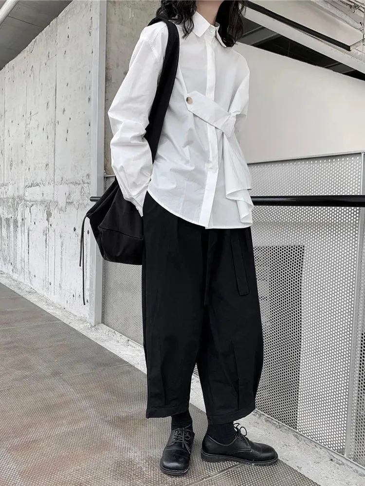 Architectural Asymmetric Wrap Blouse - Stark White