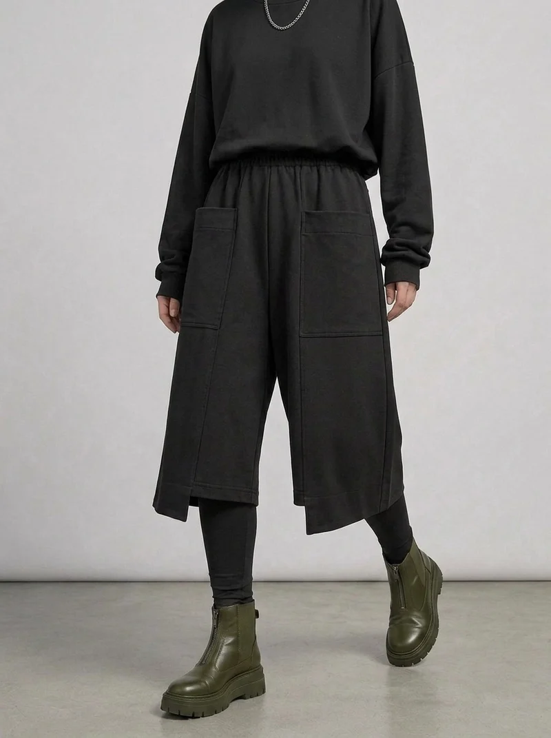 Calf-Length Punk Streetwear Shorts with Pockets