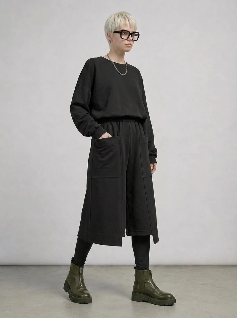 Calf-Length Punk Streetwear Shorts with Pockets