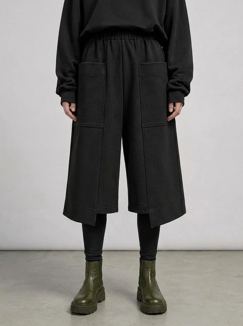 Calf-Length Punk Streetwear Shorts with Pockets
