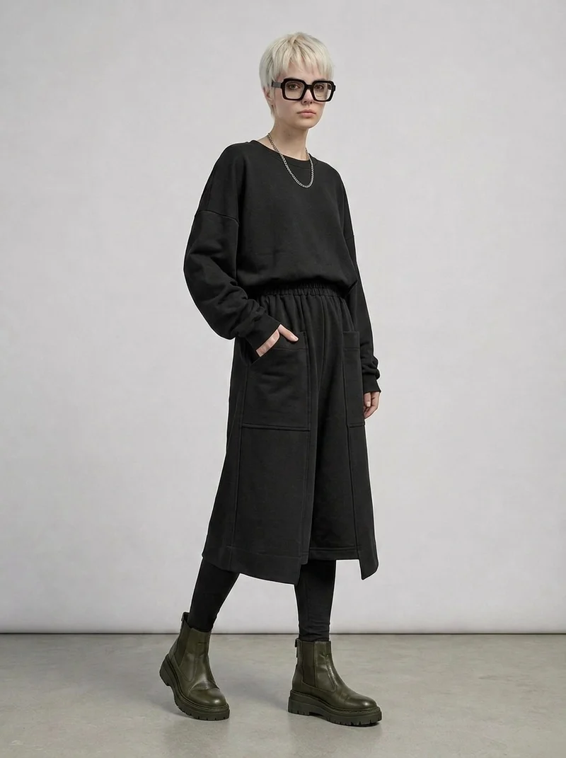 Calf-Length Punk Streetwear Shorts with Pockets