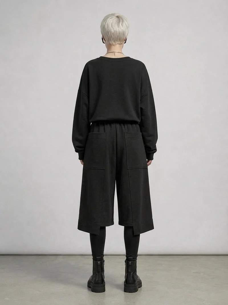 Calf-Length Punk Streetwear Shorts with Pockets