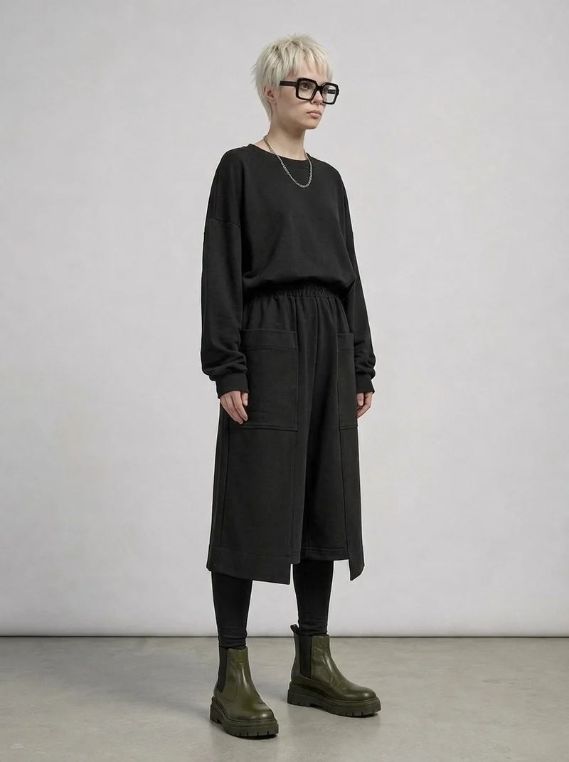 Calf-Length Punk Streetwear Shorts with Pockets