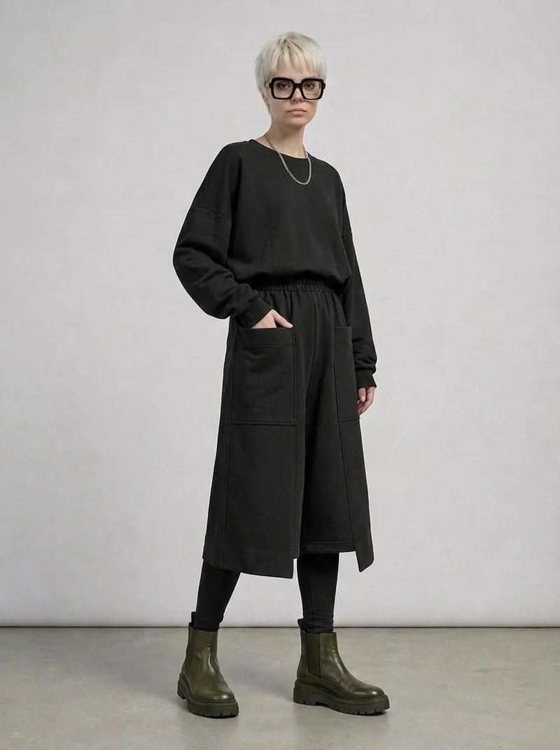Calf-Length Punk Streetwear Shorts with Pockets