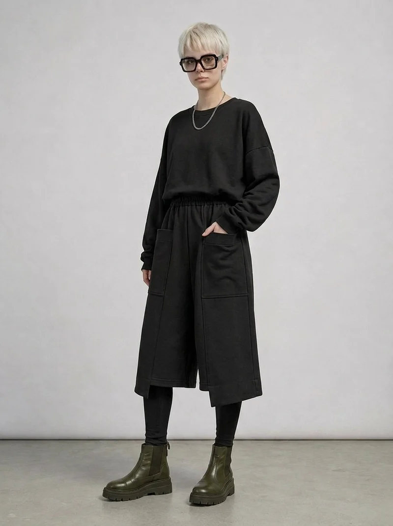 Calf-Length Punk Streetwear Shorts with Pockets
