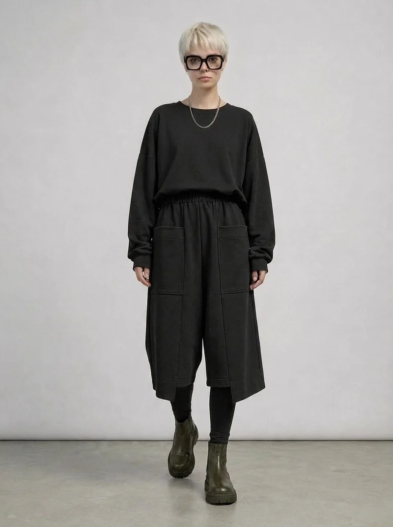 Calf-Length Punk Streetwear Shorts with Pockets