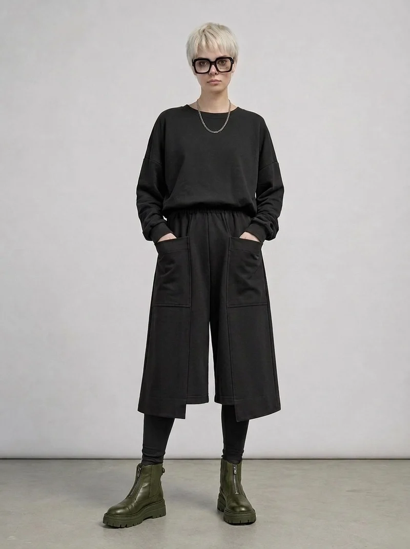 Calf-Length Punk Streetwear Shorts with Pockets