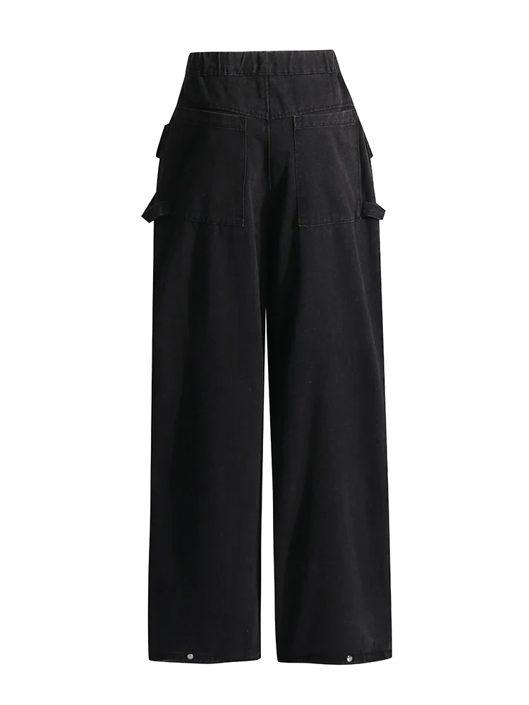 Maxi Pocket Dark Grey Wide-Leg Jeans with Vintage Zipper