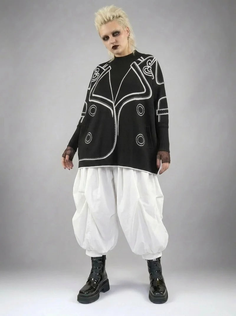 Jazz Up Blazer Imitation Knitted Sweater