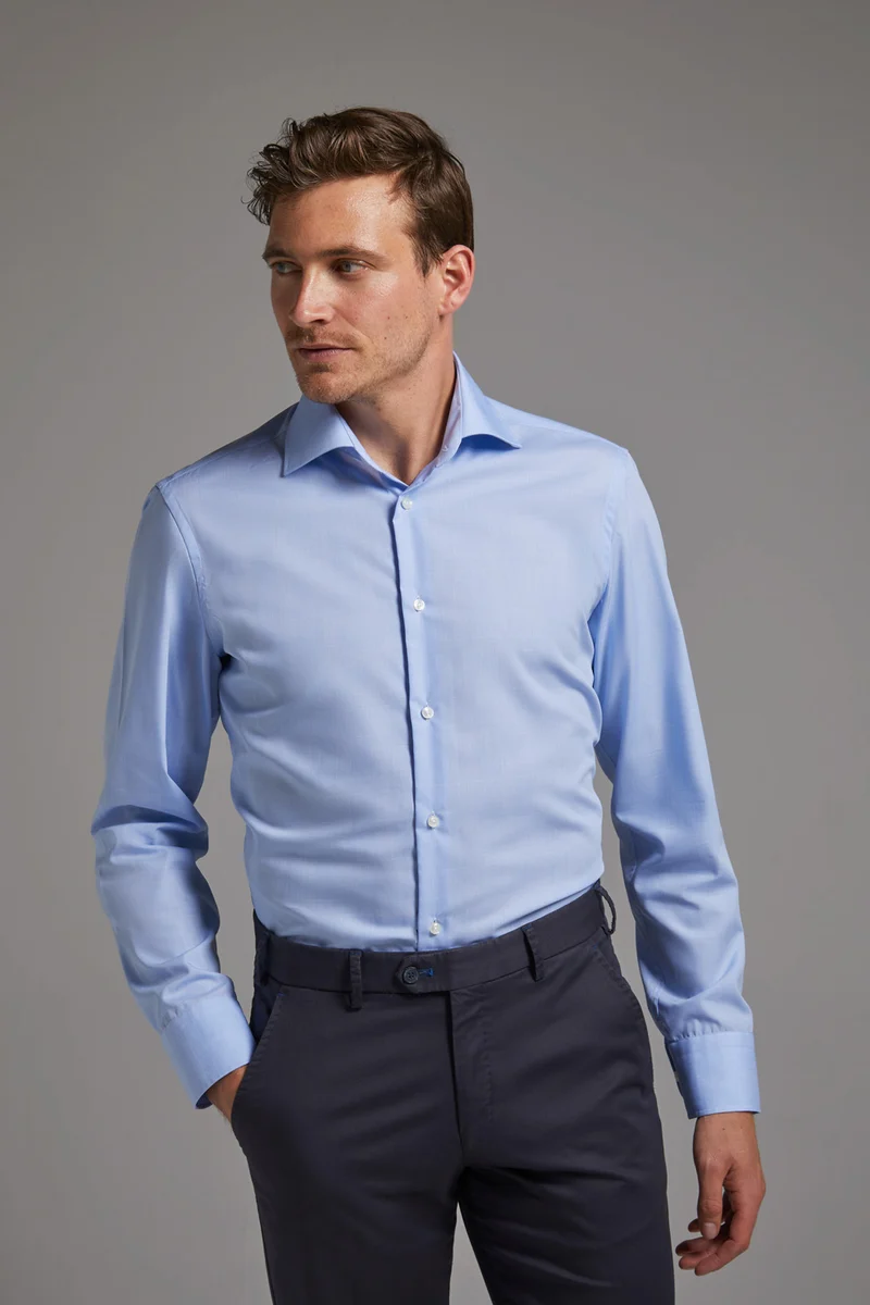Hemd Modern Fit Non Iron Karo Blau