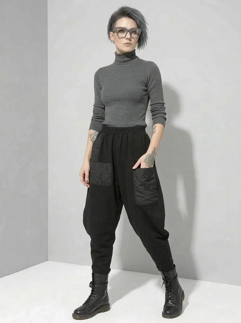 Irregular Utility Tapered Trousers – Black