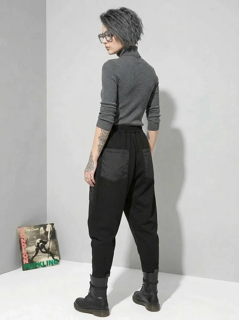 Irregular Utility Tapered Trousers – Black