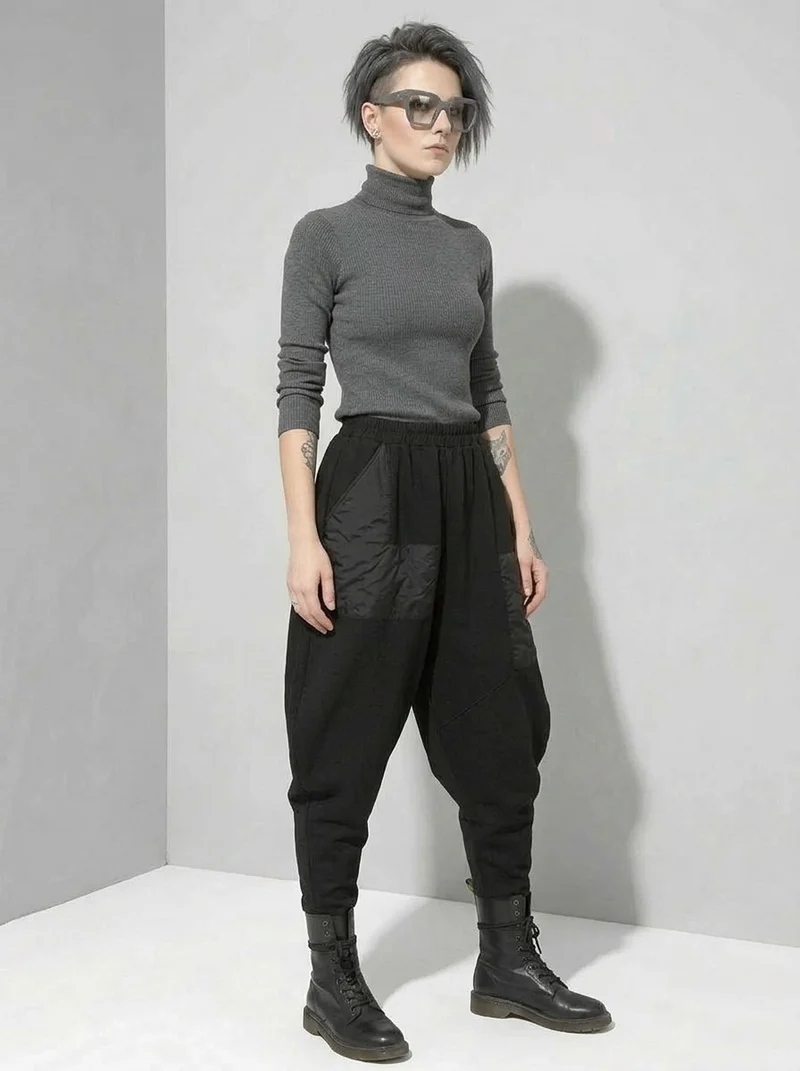 Irregular Utility Tapered Trousers – Black