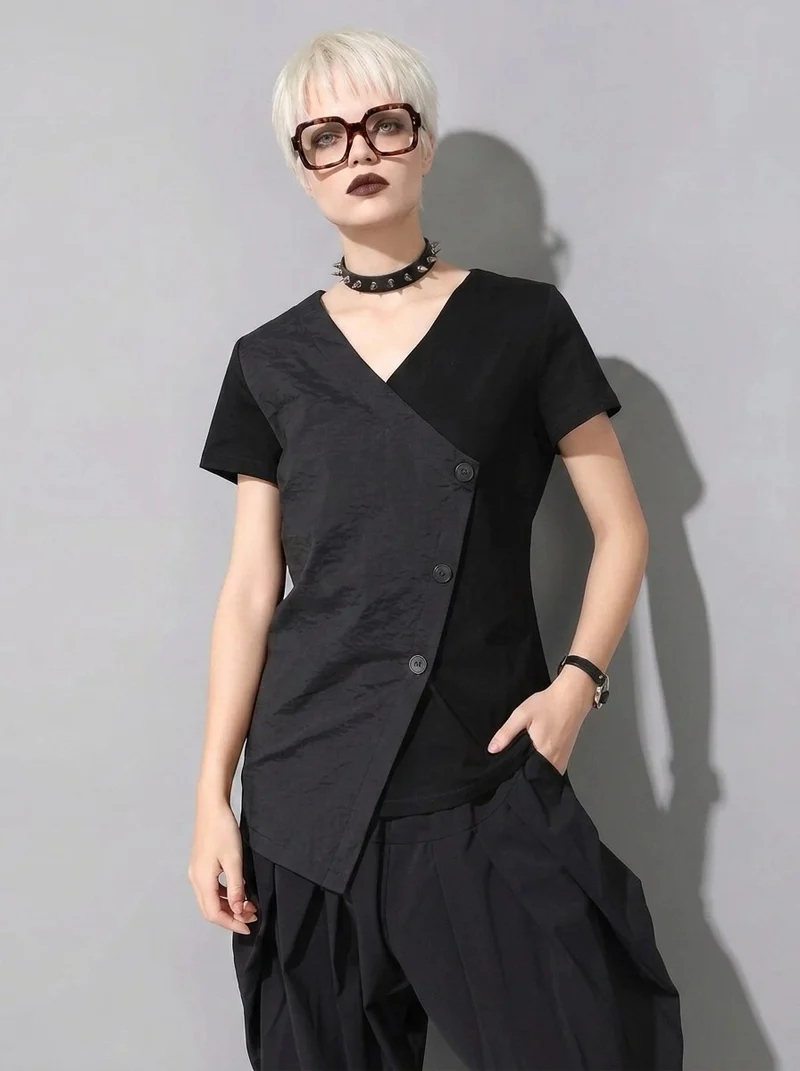 Casual Edge Asymmetrical Wrap T-Shirt