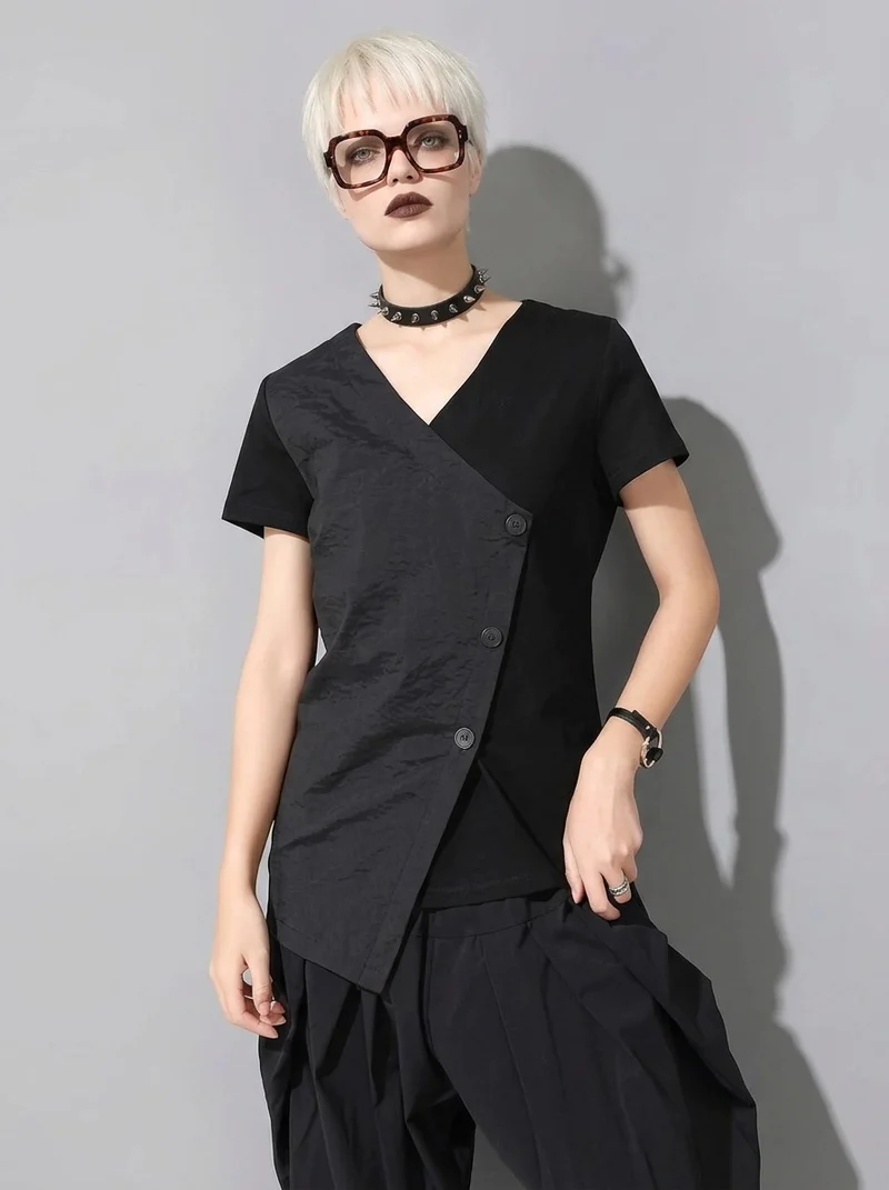Casual Edge Asymmetrical Wrap T-Shirt