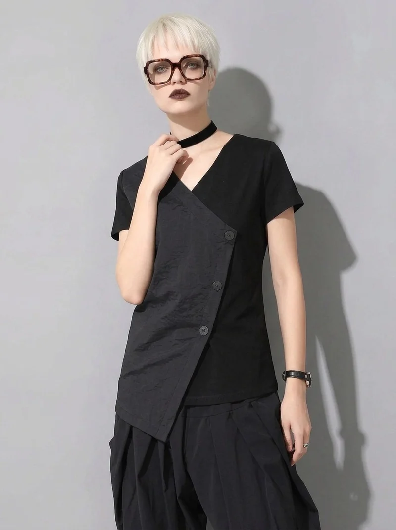 Casual Edge Asymmetrical Wrap T-Shirt