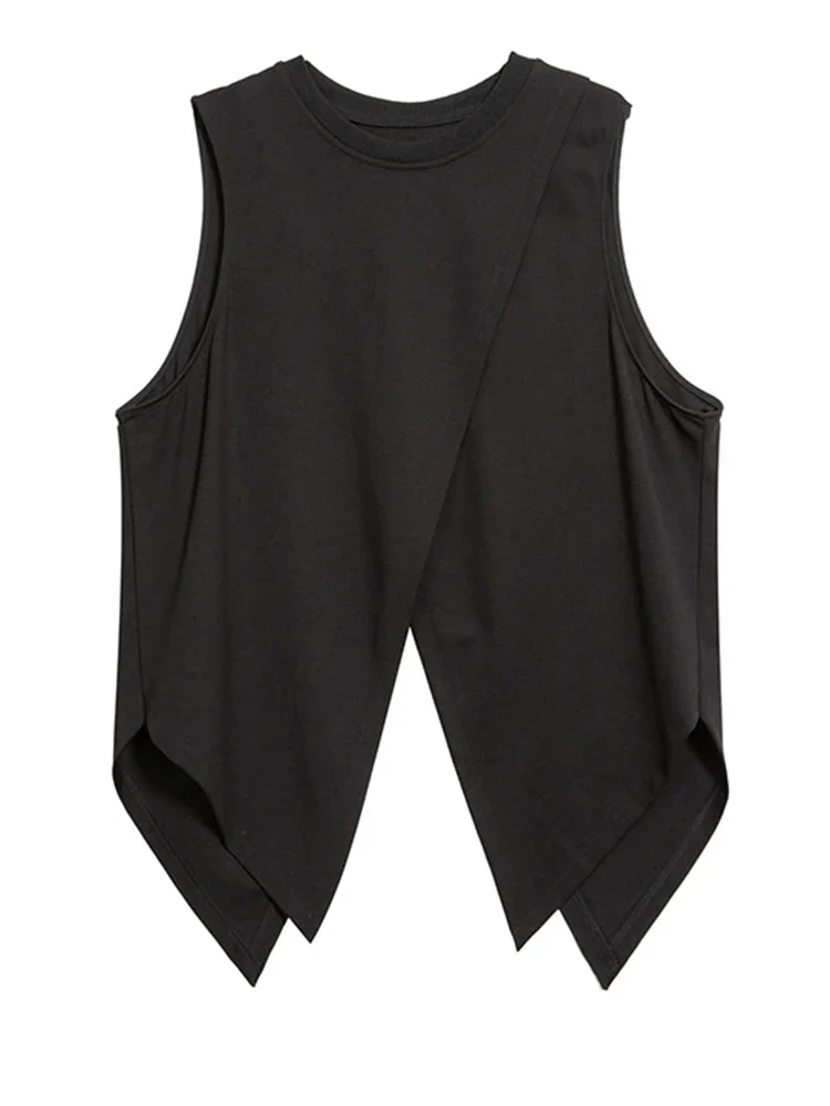 Edgy Elegance: Mesh Turtleneck & Asymmetrical Vest Set