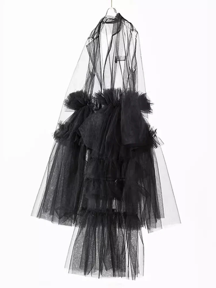Sheer Noir Tulle Blazer Dress