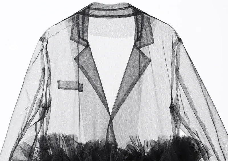 Sheer Noir Tulle Blazer Dress