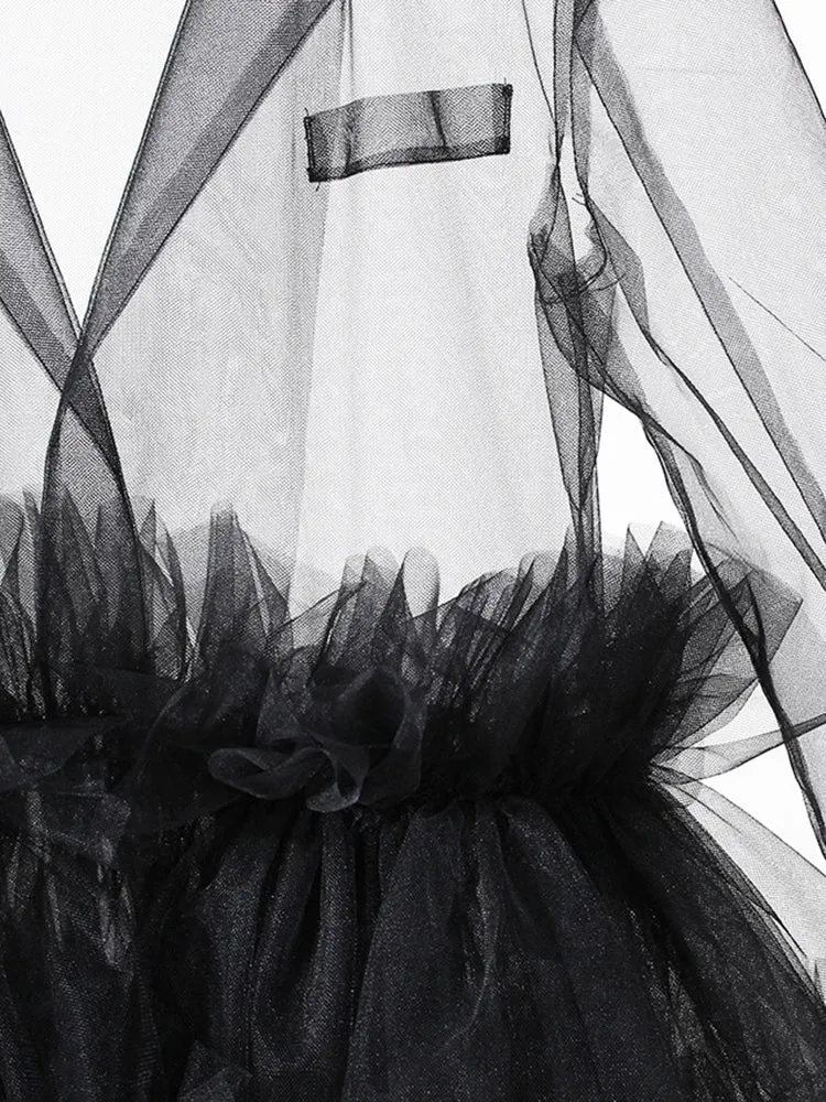 Sheer Noir Tulle Blazer Dress