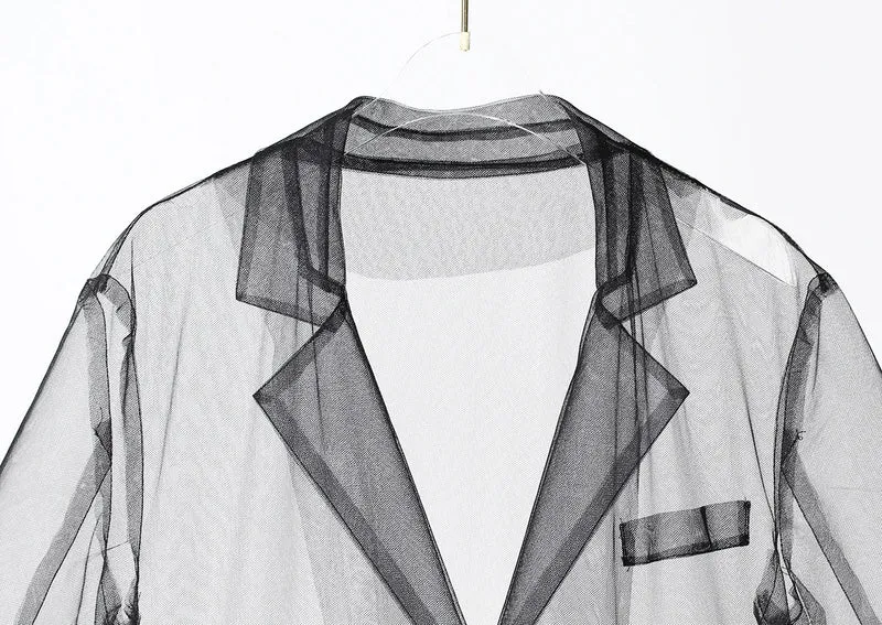 Sheer Noir Tulle Blazer Dress