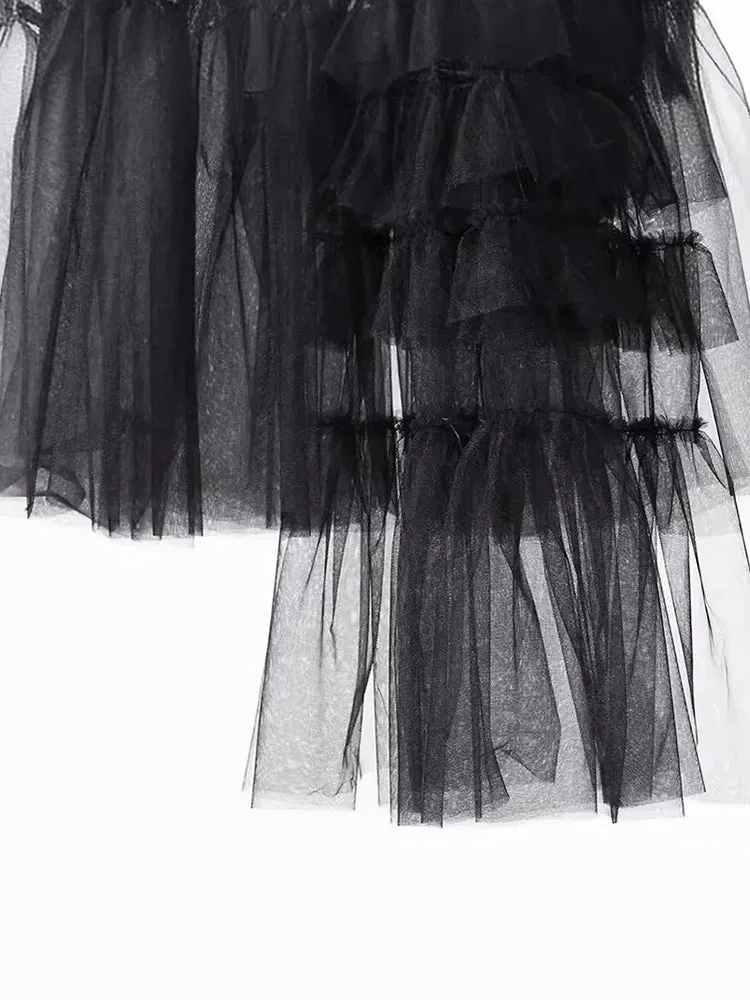 Sheer Noir Tulle Blazer Dress