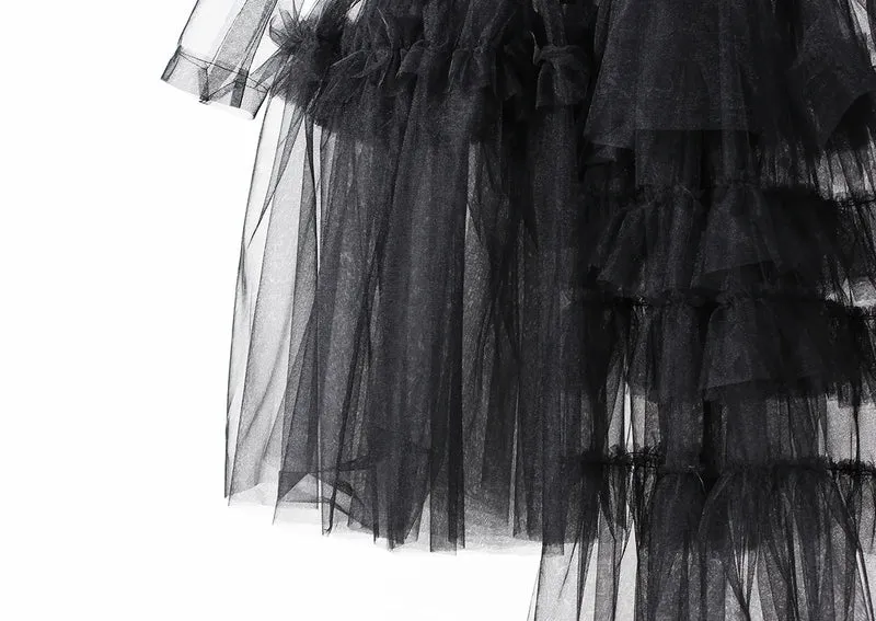 Sheer Noir Tulle Blazer Dress