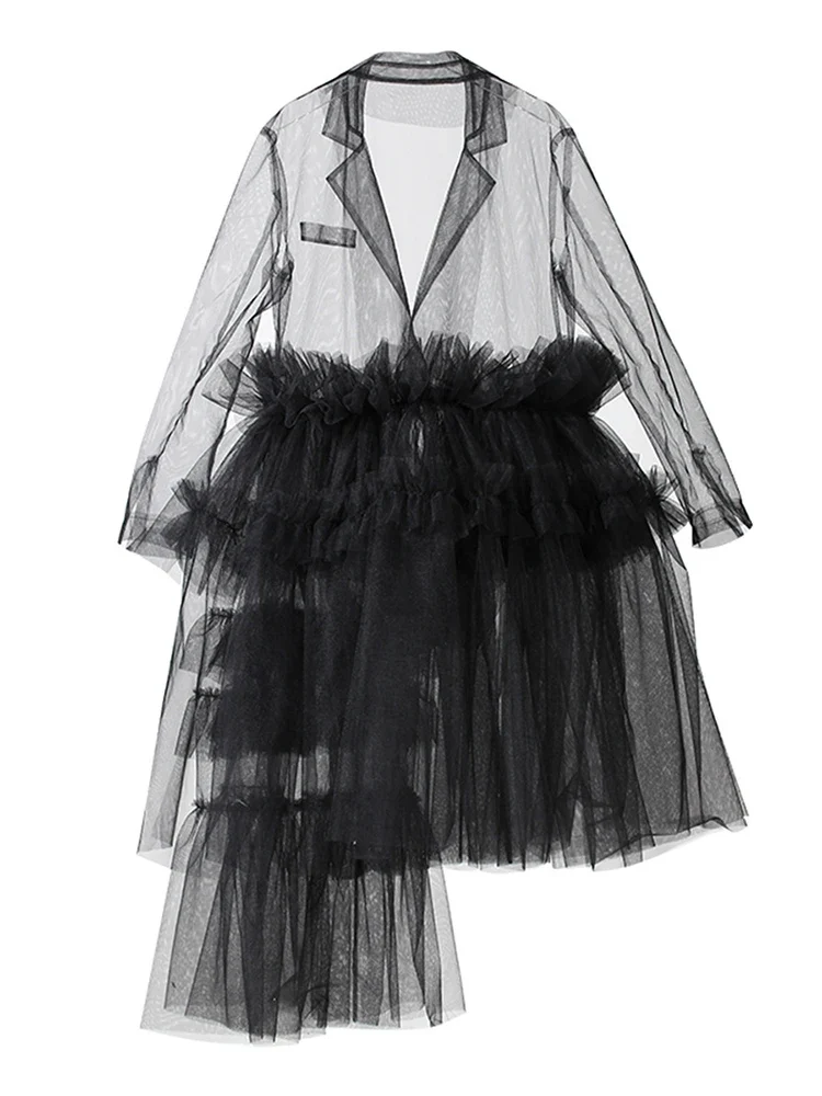 Sheer Noir Tulle Blazer Dress