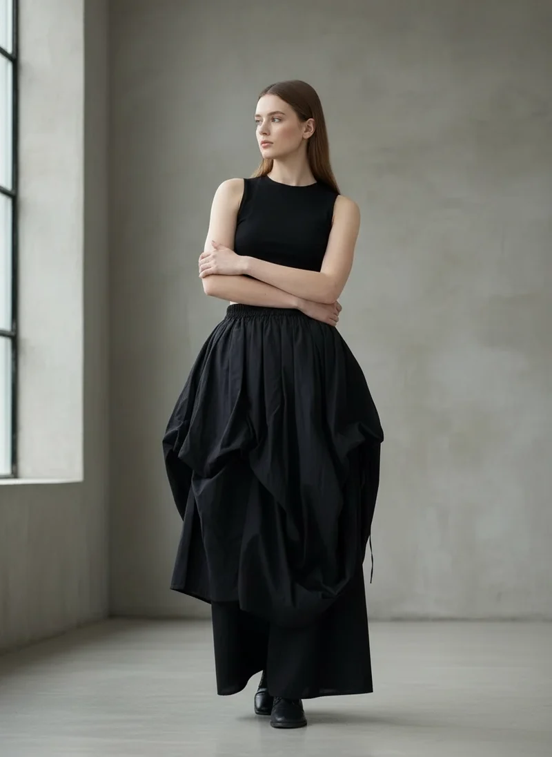 Layered Gothic Skirt – Black / White