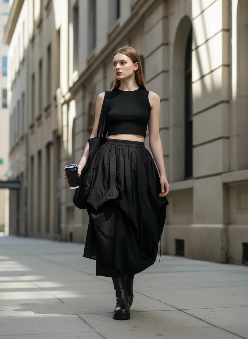Layered Gothic Skirt – Black / White