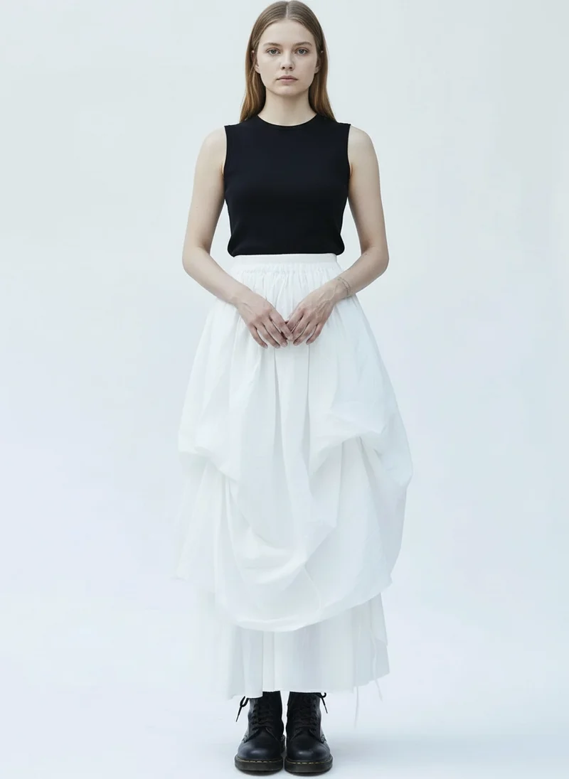 Layered Gothic Skirt – Black / White